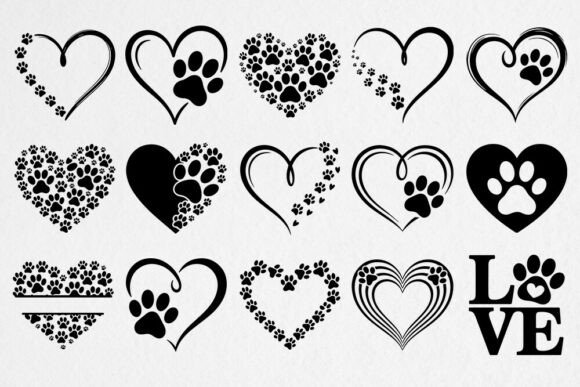 Download Paw Print Heart SVG Bundle - Paw Collection