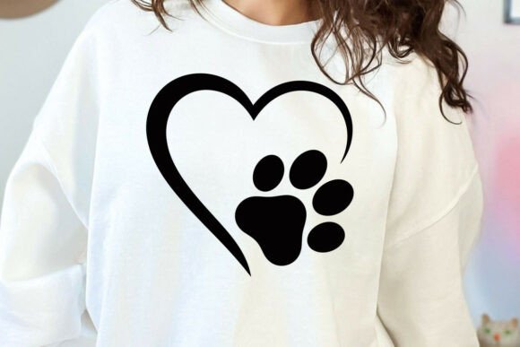 Download Paw Print Heart SVG: T-Shirt Design - Paw Collection